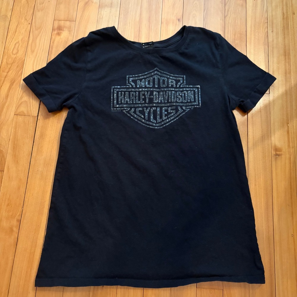 Harley-Davidson Madison WI Graphic T-Shirt Womens Small Black Bar & Shield Logo